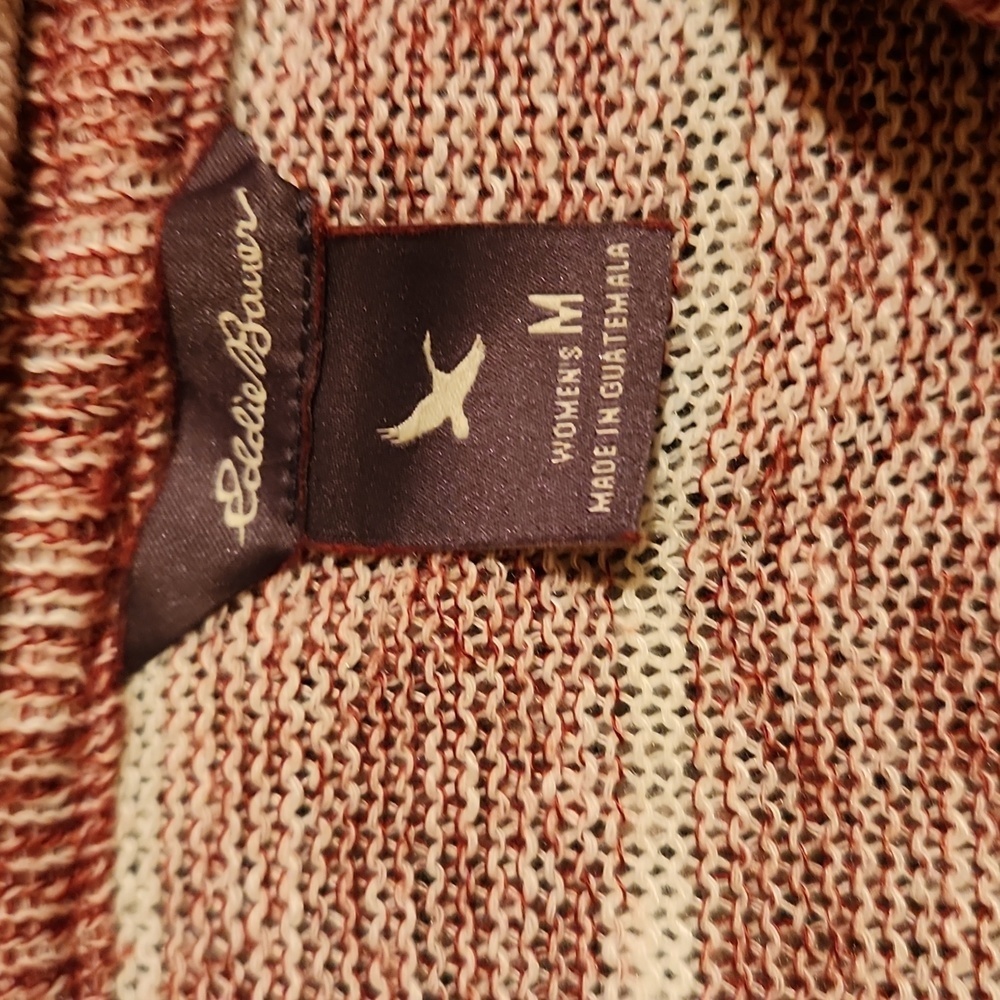 Eddie Bauer Red and White Cowl Neck Sweater - Picture 6 of 10